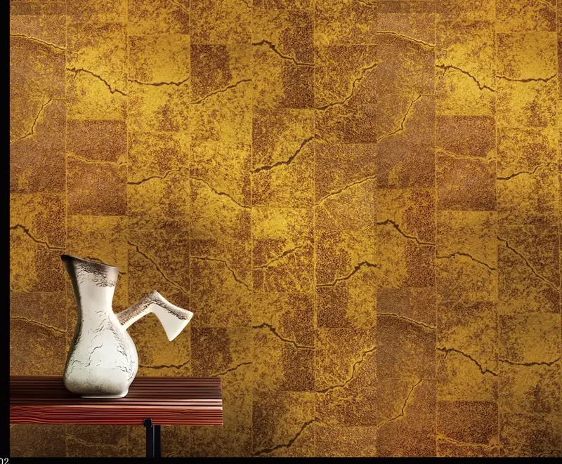 Gold foil wallcovering — crackle texture gold foil chips on backing