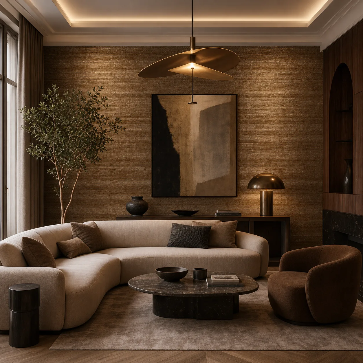 Natural wallcovering material samples comparing Arte branded European quality with factory-direct Asian production at lower cost