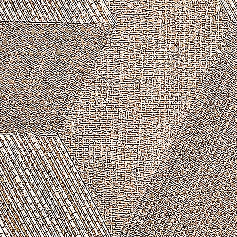 Beige grasscloth wallpaper swatch Sand Facet — warm sandy tan plain tabby weave with large opposing diagonal panels, matte finish, medium-gauge natural fibre