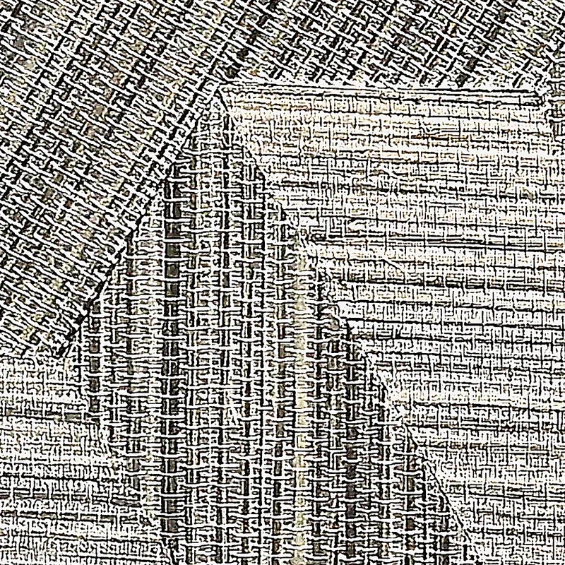 Close-up of Silver Herringbone grey herringbone grasscloth — alternating diagonal reed bands converging at a central chevron spine, cool silver-grey, matte finish
